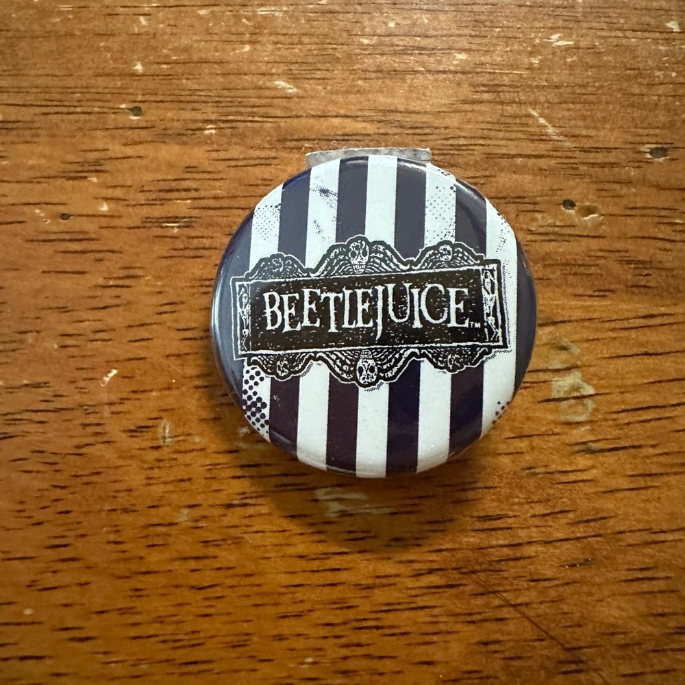 Beatle juice, button pin